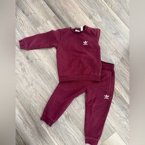 Adidas Kids Burgundy Sweatpants & Jogger Set